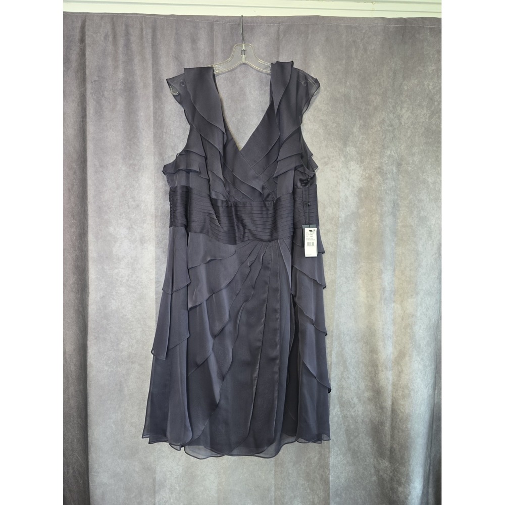 Adrianna Papell Occasions Ruffle Tiered Gown sz 24W fairycore silver etheral NWT